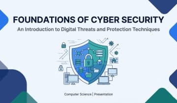 Today, we will learn about the Foundations of Cyber Security. This presentation introduces digital threats and various protection techniques. Cyber security is an essential part of computer science and focuses on protecting systems, networks, and data from cyber risks in the modern digital world.